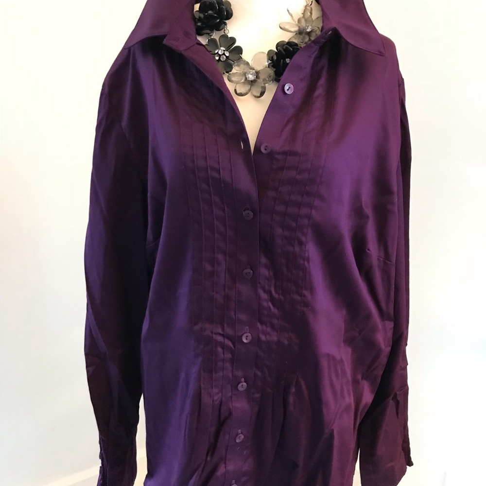 Coldwater Creek Pleated Button Down Blouse